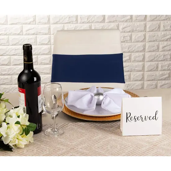 Navy Blue Chair Sashes with Silver Buckles for Wedding Reception, Baby Shower, Birthday Party, Fits 13.5- to 16.5-Inch Chair Backs (50 Pack) Multicolor {4}