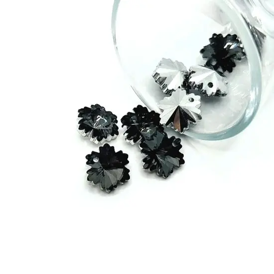 Gray Glass Faceted Snowflake Christmas Charms, 14x12mm {1}