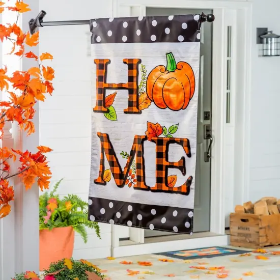 Pumpkin Home Flag 2 Sided Applique Vertical Banner Fall {2}