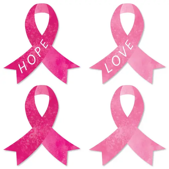 Big Dot of Happiness Pink Ribbon Decor - Small DIY Breast Cancer Awareness Cut-Outs - 24 Count {1}