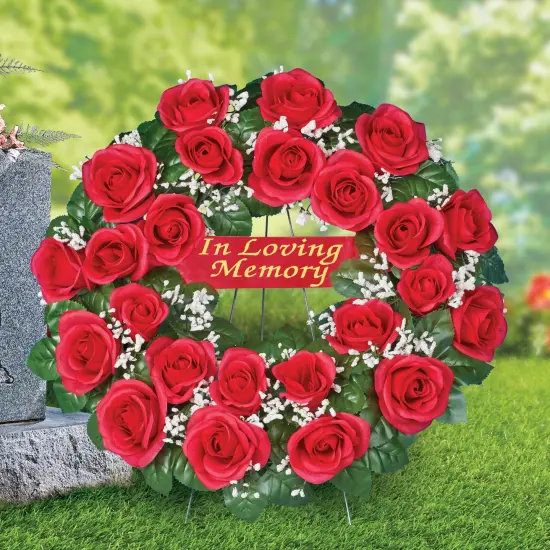 Collections Etc In Loving Memory Rose Memorial Artificial Wreath {1}