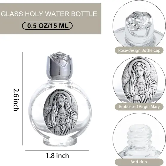 12PCS Glass Holy Water Bottle - 0.5 floz (Mary) {3}