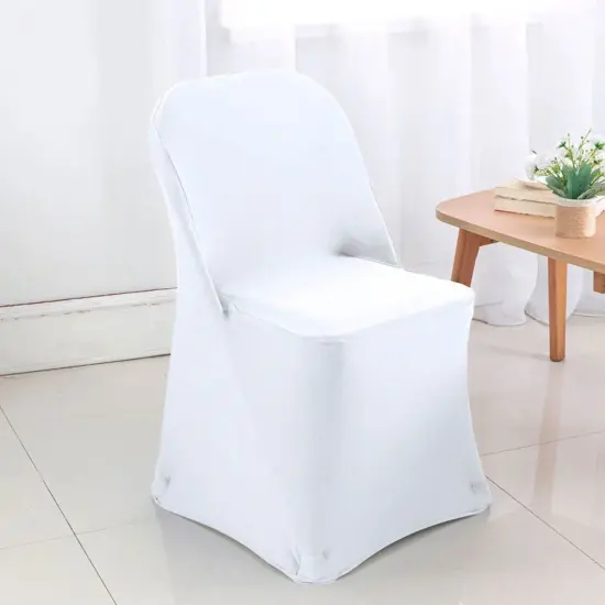 White Folding Spandex Chair Cover for Event Seating {2}