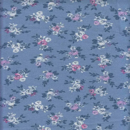 1 Yard Linen Look Print Fabric, 58/59&Prime; Wide 100% Polyester BLUE {1}
