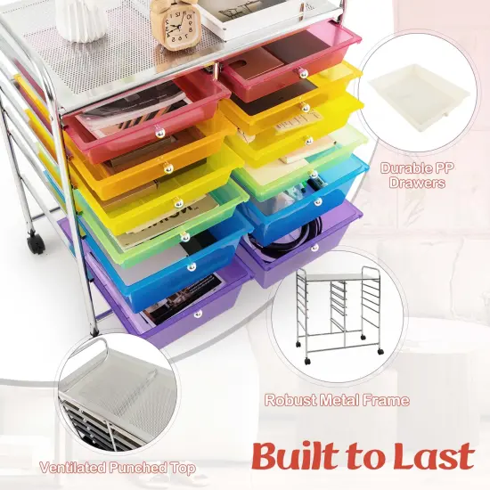 Costway 12 Drawers Rolling Cart Storage Mutlicolor Scrapbook Paper Studio Organizer Bins {6}