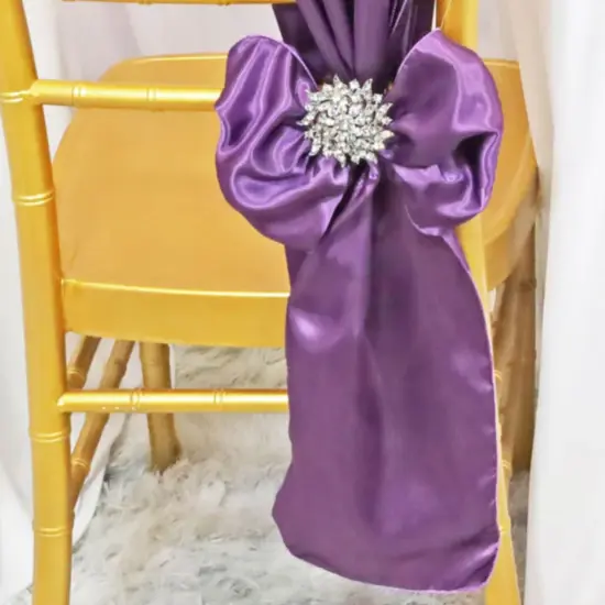 10 Pieces Wisteria Satin Chair Bands, 8"x108" Smooth Elegant Event Sashes {4}