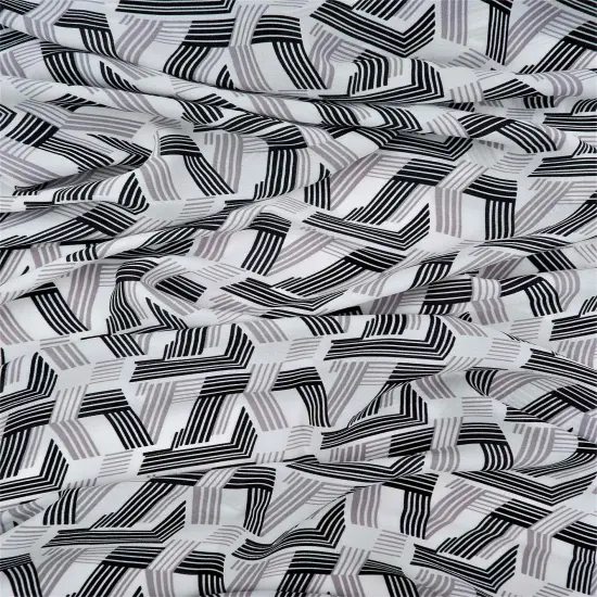 1 Yard Wool Dobby Geo Print Fabric, 57/58&Prime; Wide 100% Polyester IVORY/BLACK {7}