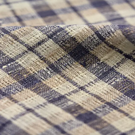 1 Yard Dusk Pure Linen Rustic Plaid 3-Tone Mesh Fabric Midweight 60 Inch Width Plaid and Dusk {4}