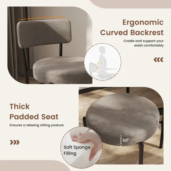 Dining Chair Set of 2 with Curved Backrest and Padded Seat for Comfort Grey {5}