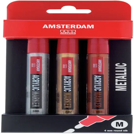Amsterdam Acrylic Marker Set 4mm 3/Pkg-Metallic {1}