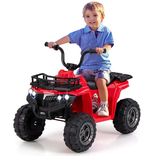 Costway Kids Ride On Electric ATV 6V 4-Wheeler Quad Car with One-Button Start Tread Tires Black/Navy/Red/Pink {10}