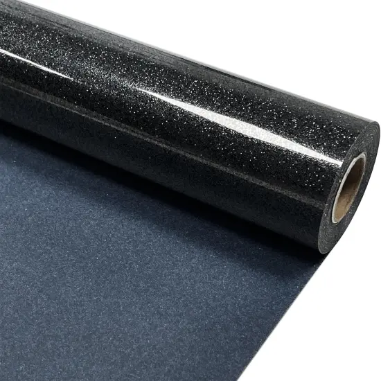 Black Heat Transfer Vinyl HTV Roll Glitter PU - 12" x 10 ft. {1}
