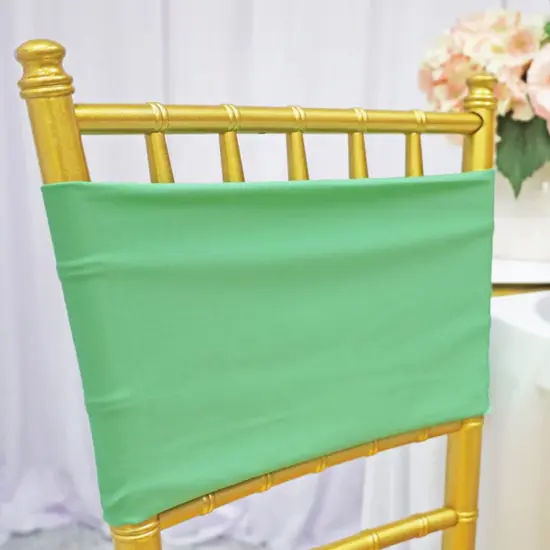 10 Pieces Sage Green Spandex Chair Bands for Banquet Chairs 7 x 13 Inches {4}