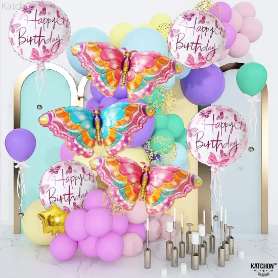 Big, Butterfly Balloons for Birthday Party - 39 Inch, Pack of 8 | Happy Birthday Fairy Balloon | Butterfly Foil Balloons for Butterfly Birthday Decorations | Fairy Party Decorations for Girl {5}