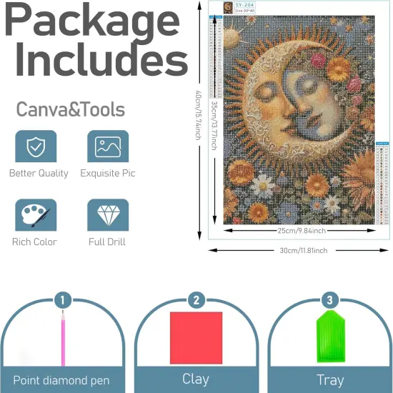 Moon Diamond Painting Kits for Adults,DIY Diamond Art Painting Round Full Drill 12x16in,5D Diamond Dots Art for Beginning Home Wall Decor {3}