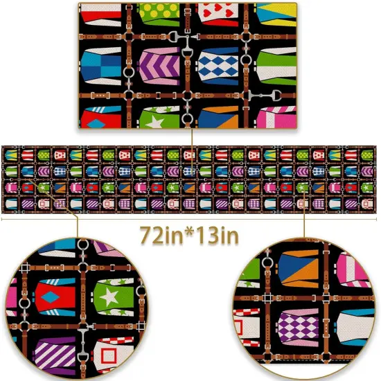 Kentucky Derby Table Runner Run for The Roses Jockey Attire Tablecloth Horse Racing Party Kitchen Dining Home Decoration (13" x 72") {3}