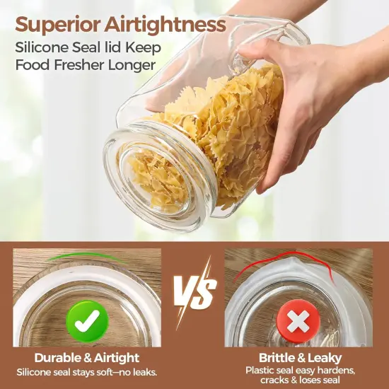 Glass Jars with Lids 78oz, Large Glass Storage Containers with Lids, Flour Sugar Storage Containers, Half Gallon Glass Containers for Kitchen Storage and Laundry Room Organization, Set of 1 {4}