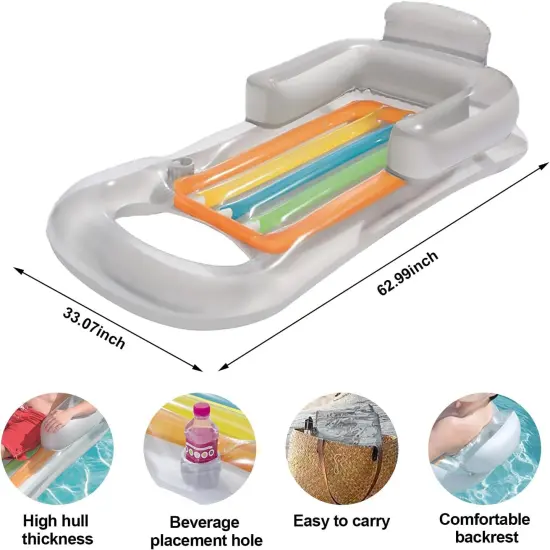 Premium Recliner Pool Lounger Float,Tanning Pool Float with Backrest and Cup Holder,Inflatable Pool Floats Adult with Fast Inflation,Swimming Mattress for Summer,Beach,Swimming Pool {2}