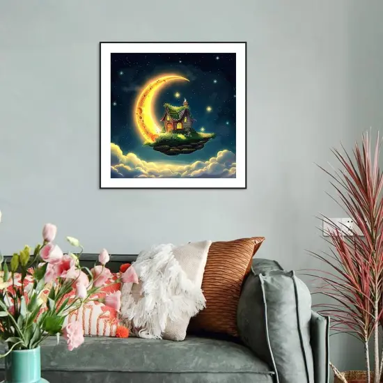 Starry Night Diamond Painting Kits for Adults, Moon Diamond Art Kit, Beginners DIY 5D Round Full Diamond Dots Painting Art, Craft Gift Suitable for Home Wall Decoration 12&times;12Inch {2}