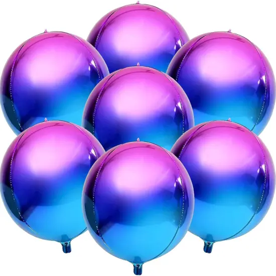 7 Pack Purple Galaxy Balloons, 22 Inch Large 4D Round Ombre Balloons Party Decorations {1}