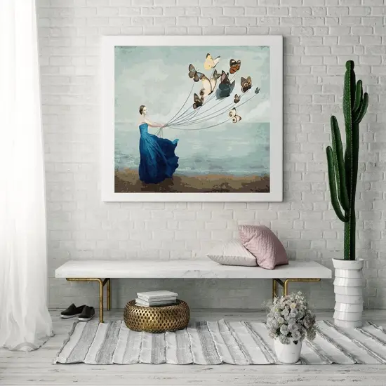 Paint by Numbers for Adults, DIY Oil Painting by Number Kits, Butterfly & Lady at Seaside, 16 x 20 inch (Flying Butterflies, without Frame) {2}