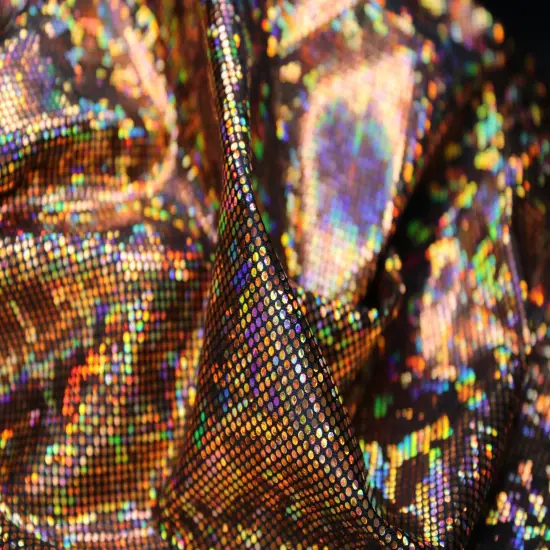 1 Yard Shattered Glass Spandex Fabric for Costumes Dancewear Leggings Activewear Projects (58"/60" )Inches Wide Gold-Black {6}