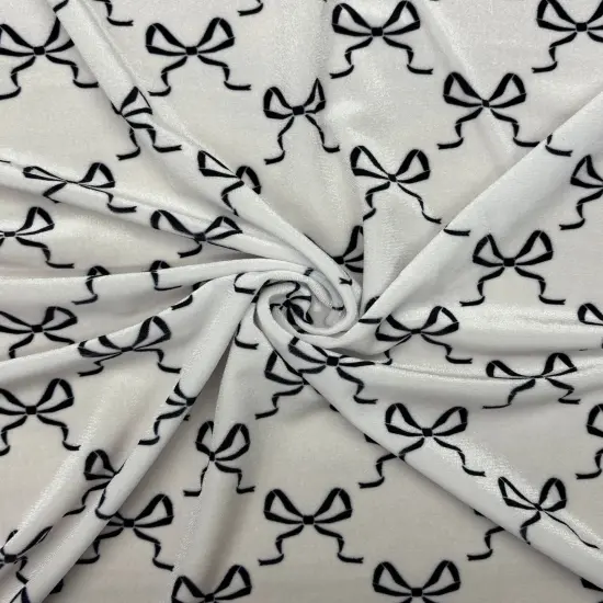 1 Yard Bow Print Stretch Velvet Fabric for Costumes Leggings Dancewear Activewear Pink {4}