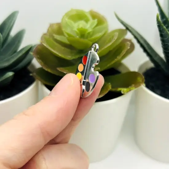 Colorful Paint Palette Charm, 21x18mm {5}