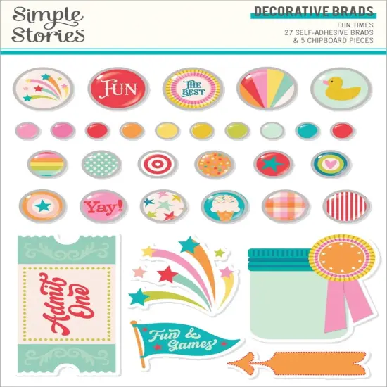 Simple Stories Decorative Brads-Fun Times {1}