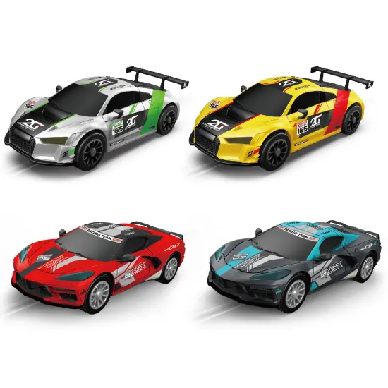 RaceXCale: Master Racer - 1:43 Scale G5 & G6 Slot Car Track, Electric Power Toy Set, 8'3" x 4'6", 4 Magnetic Cars w/ Head Lights, 2 Speed Controllers {5}