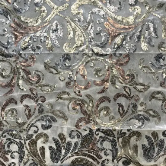 Arabella Stretch Velvet Sequin Fabric Ivory {1}