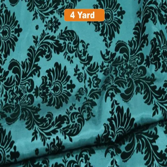 60" Wide Damask Flocking Taffeta Fabricfor Curtains Apparel and Decor Tiffany Black Damask {1}