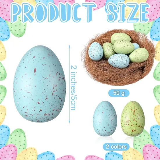 16 Pcs Pastel Easter Eggs with Chicken Nest Easter Table Centerpiece Plastic Green Blue Speckled Eggs for Spring Filler Baskets DIY Home Farmhouse Table Decoration {2}