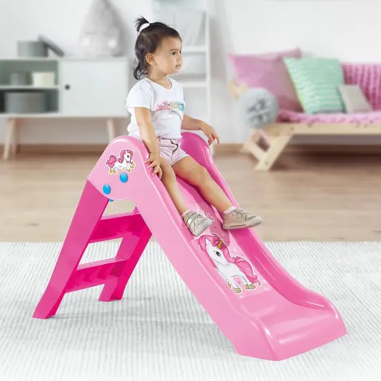 Dolu: My First Slide: Unicorn & Pink - Indoor/Outdoor Toy, Foldable Slope, 2 Step Ladder, Durable Plastic, Playground Equipment, Toddlers Kids Ages 2+ {6}