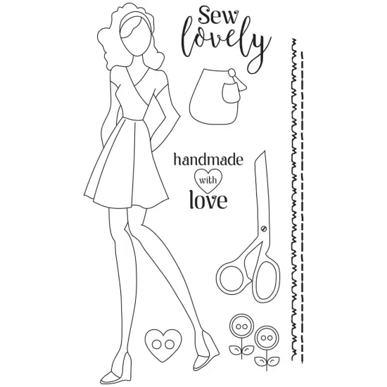 Julie Nutting Doll Stamp - Lani - 8"x5.25" sheet size, total 8 pcs {1}