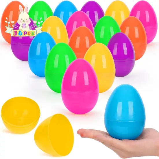 36 Pcs Plastic Easter Eggs, 3.15" Fillable Easter Eggs for Easter Hunt, Basket Stuffers Fillers, Classroom Prize Supplies {1}