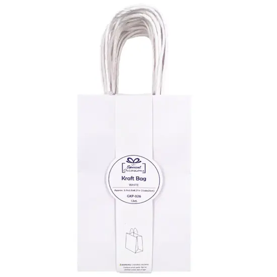 Angels Special Occasions 12 Pack Kraft Bag 8" x 5" - White Color {1}