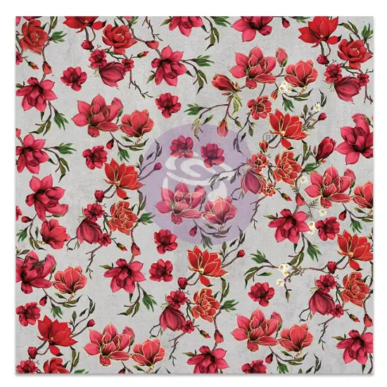Magnolia Rouge Collection 12x12 Sheet - Pretty Tiles - 10 sheet 12"x12", w foil details {2}