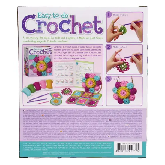 4M: Easy-To-Do Crochet - DIY Knitting Craft Kit, Learn 3 Yarn Work Projects, Create Coasters-Mini Bag-Placemat, All-In-1 Set, Beginners & Kids Ages 8+ {4}