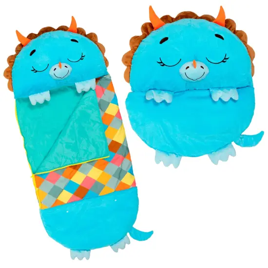 Happy Nappers: Pillow & Sleepy Sack: Medium - Triceratops Timmy - 54 x 20", 2-In-1: Plush Dinosaur Opens Into Sleeping Bag, Soft, Play & Nap, Kids 3+ {3}