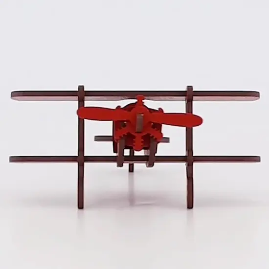 Little & Wood: Woodlet: Medium - Biplane - Red, 3D Wooden Vehicle Puzzle Kit, Easy Assembly Pop-Out Build Fun, 100% Sustainably Sourced Wood, Ages 6+ {5}