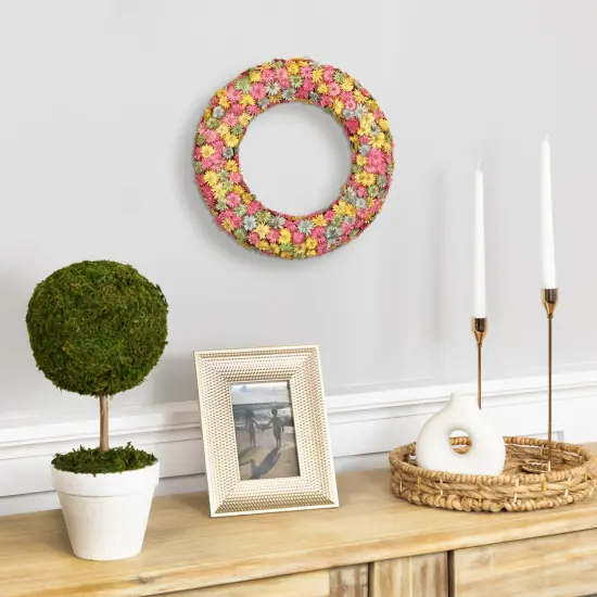 Northlight Multi-Colored Daisy Artificial Spring Floral Wreath, 10-Inch Pink {4}