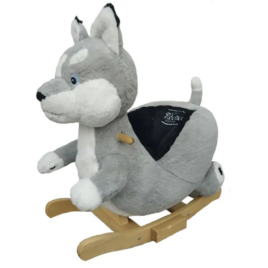 Gerardo's Toys: Little Rockers - Wolf - Wooden Plush Ride-On Rocking Animal Toy, Plays Music, Removable Soft Fabric Cover, Toddler & Kids Ages 24mo+ {1}