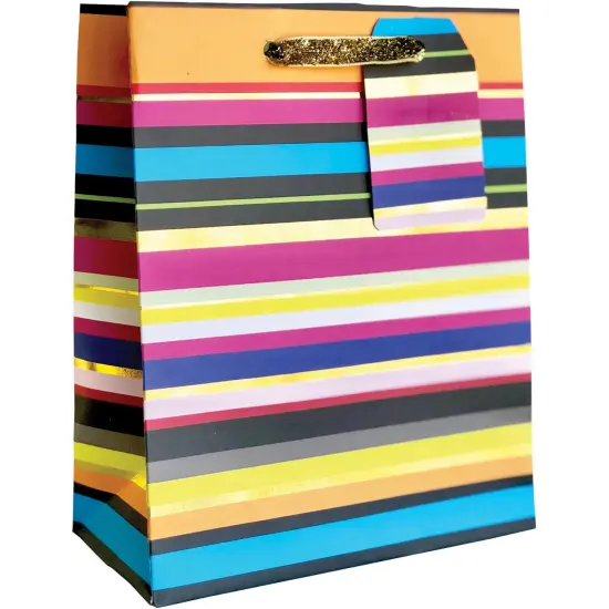 Pack/6: Hot Stripe Gift Bag - 6 x 3 x 7-1/2" {1}