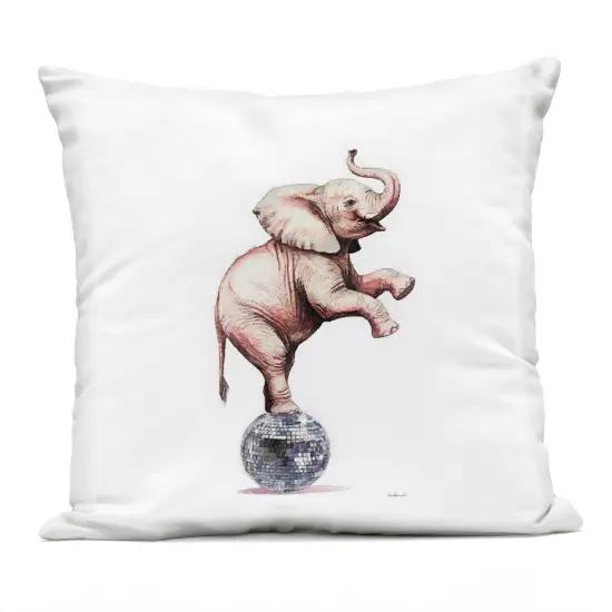 Stupell Industries Elephant on Disco Ball Outdoor Printed Pillow design by Amanda Greenwood, 18 x 7 x 18 {1}