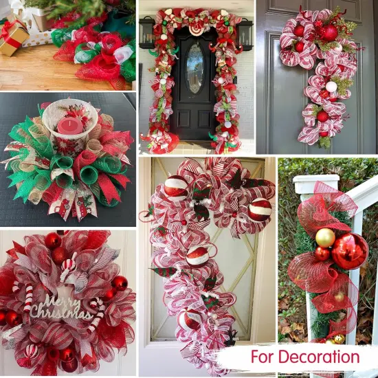 2 Rolls 10 Inch Deep Red Decorative Mesh Ribbbon Rolls, Fabric Mesh with Foil {4}