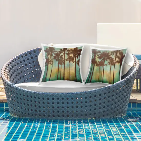 Stupell Industries Palms on Blue & Orange 2pc Outdoor Printed Pillow Set design by John Seba, 18 x 7 x 18 {3}