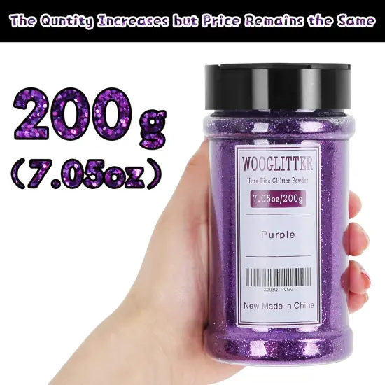 Ultra Fine Purple Glitter, 7.05 Oz (200g), Fine Glitter for Resin Crafts Nails Tumblers Slime Cosmetic and Festival Decoration - Purple Fine Glitter Bulk {2}