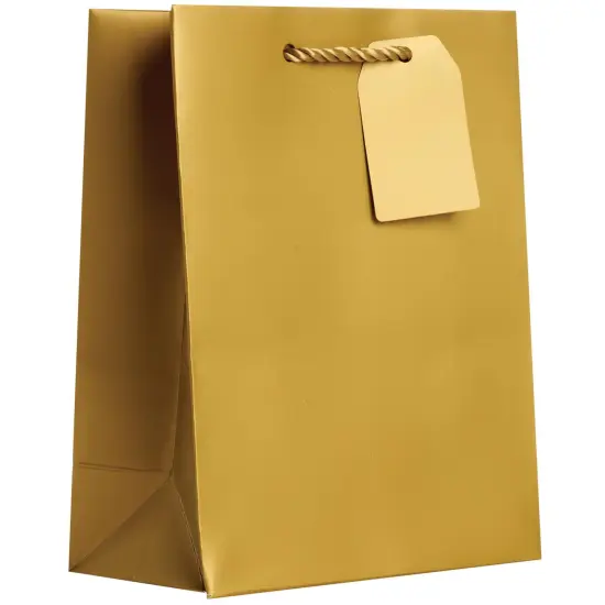 Pack/6: Matte Metallic Gold Gift Bag - 8 x 4 x 10" {1}