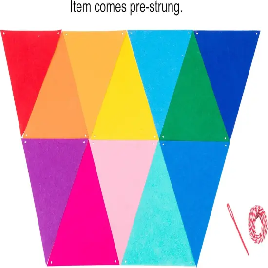 Pre-Assembled Rainbow Banner Buntings, Felt Fabric Pennant Banner Multicolor {5}